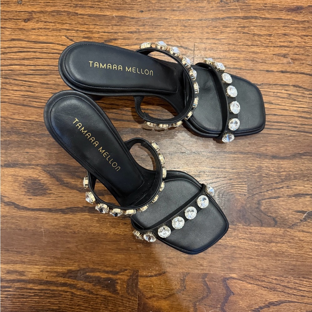 Tamara Mellon Black Crystal Embellished Heels - Picture 4 of 4